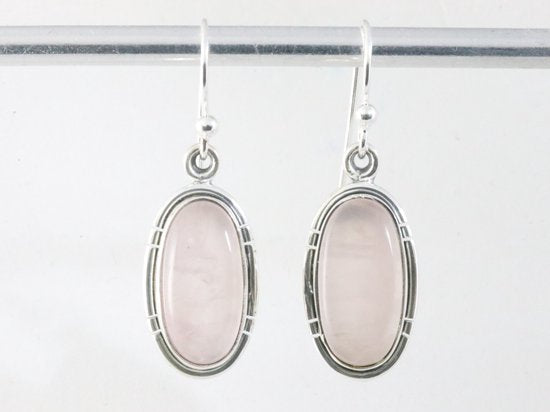 Zilveren oorbellen met rozenkwarts afbeelding 1