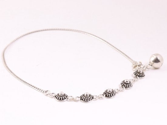 Fijne bewerkte zilveren enkelband met gourmet schakels afbeelding 2