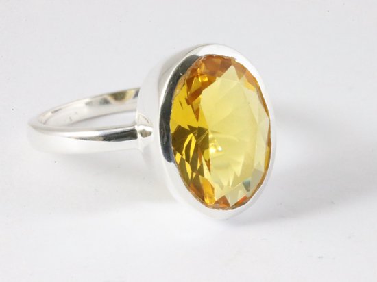 Hoogglans zilveren ring met citrien afbeelding 1