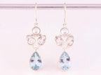 Zilveren oorbellen met blauwe en witte topaas en zoetwater parel afbeelding 4