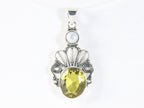 Opengewerkte zilveren hanger met citrien en parel afbeelding 4