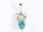 Zilveren hanger met blauwe koperturkoois en topaas afbeelding 3