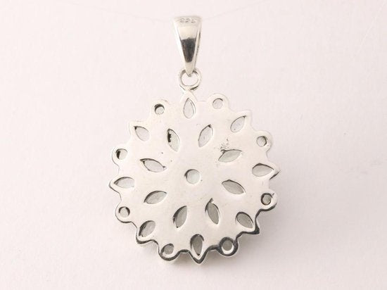 Grote zilveren hanger met regenboog maansteen afbeelding 3