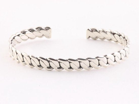 Fijne bewerkte zilveren klemarmband afbeelding 1