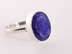 Zilveren ring met blauwe saffier afbeelding 1