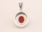 Ovale zilveren hanger met carneool en marcasiet afbeelding 3