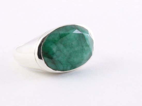 Zilveren ring met smaragd afbeelding 1