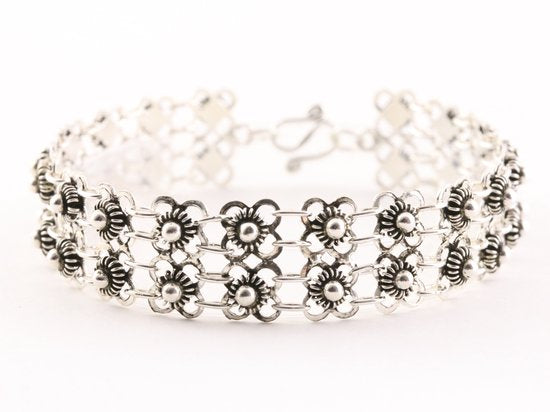 Fijn bewerkte zilveren schakelarmband afbeelding 1