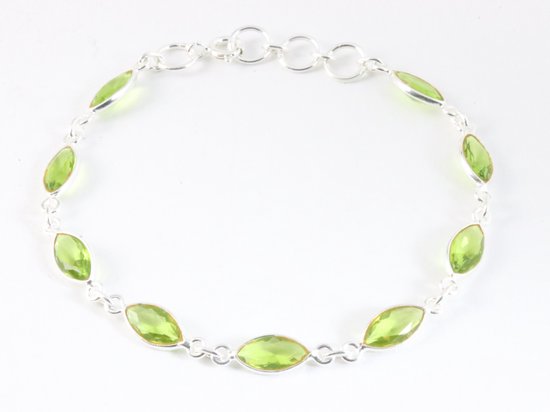 Fijne zilveren armband met peridoot afbeelding 1