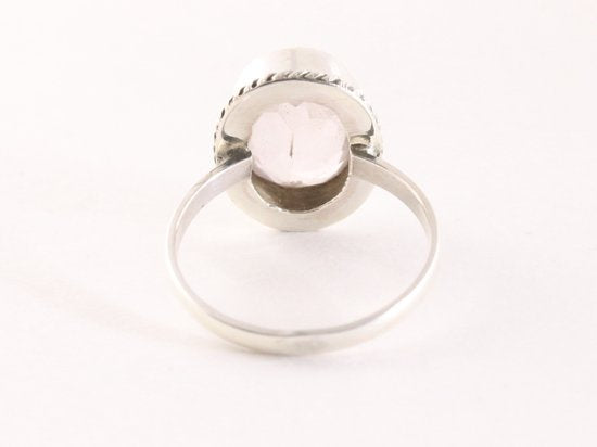 Bewerkte zilveren ring met rozenkwarts afbeelding 3