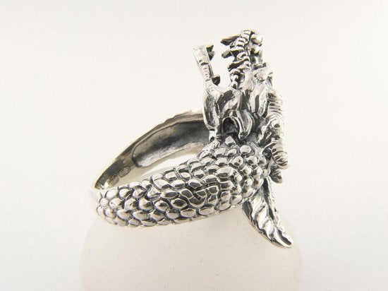 Zilveren draak ring afbeelding 3