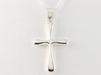 Lange hoogglans zilveren kruishanger aan ketting afbeelding 3
