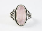 Bewerkte zilveren ring met rozenkwarts afbeelding 4