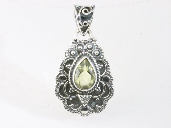 Traditionele bewerkte zilveren hanger met citrien afbeelding 1