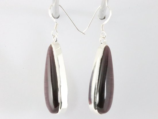 Lange zilveren oorbellen met zwarte opaal afbeelding 2