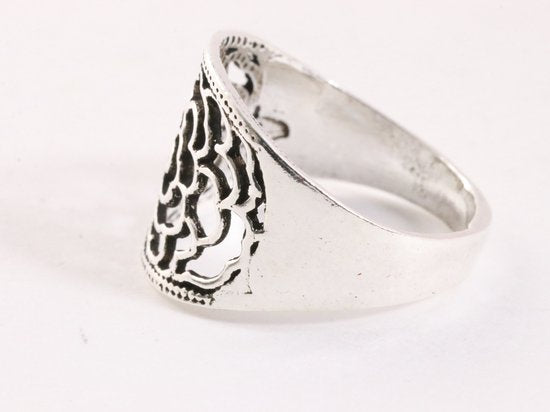 Opengewerkte zilveren ring met roos afbeelding 2