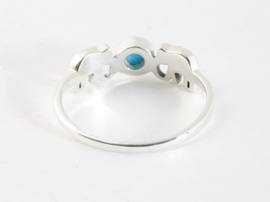 Fijne zilveren olifanten ring met blauwe Arizona turkoois afbeelding 3