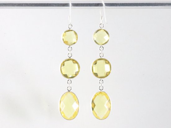 Lange zilveren oorbellen met citrien afbeelding 3