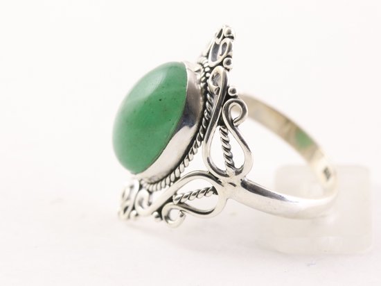 Opengewerkte zilveren ring met groene aventurijn afbeelding 2
