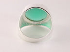 Ronde hoogglans zilveren ring met groene agaat afbeelding 3