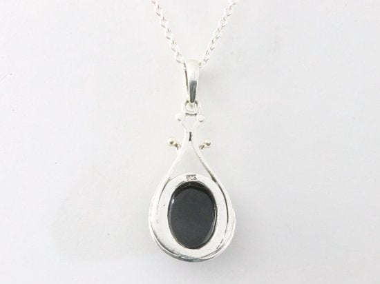 Zilveren hanger met lapis lazuli aan ketting afbeelding 3