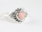 Fijne bewerkte zilveren ring met rhodochrosiet afbeelding 1