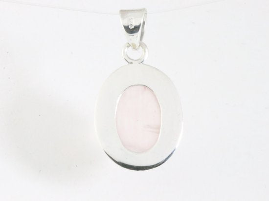 Fijne bewerkte ovale zilveren hanger met regenboog maansteen afbeelding 3