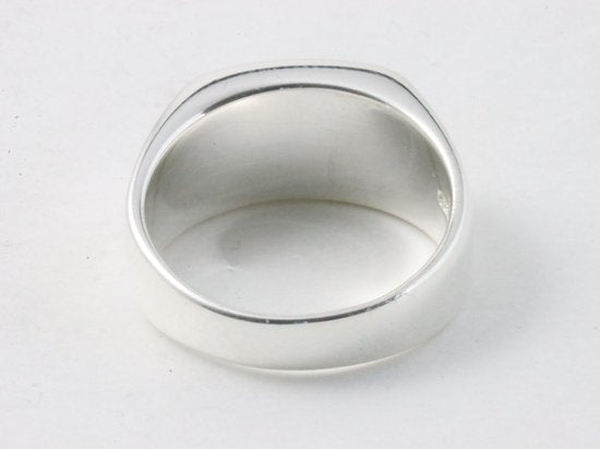 Zilveren zegelring met rode koraal steen afbeelding 3