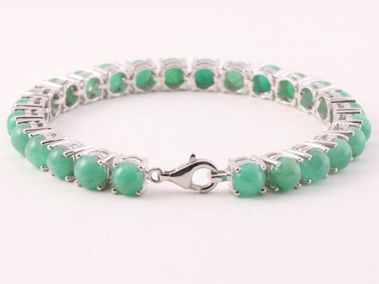 Zilveren tennisarmband met sakota smaragd cabochon afbeelding 3