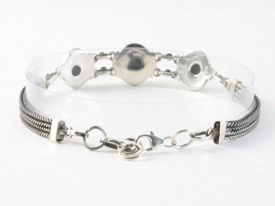 Bewerkte zilveren armband met lapis lazuli afbeelding 3