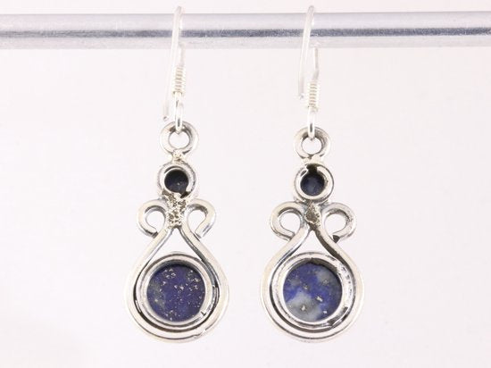 Opengewerkte zilveren oorbellen met lapis lazuli afbeelding 3