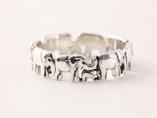 Fijne zilveren olifanten ring afbeelding 1
