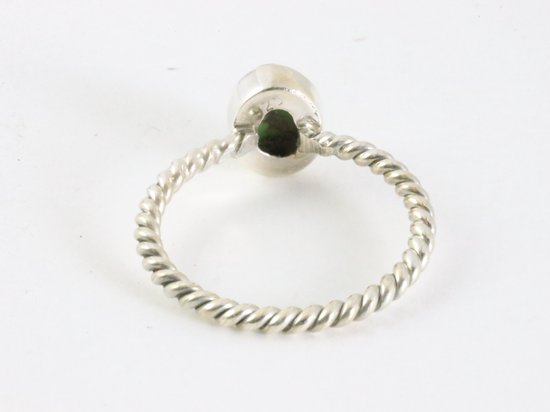 Fijne zilveren ring met groene koperturkoois afbeelding 3