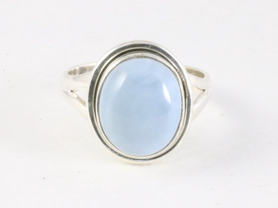 Ovale zilveren ring met blauwe opaal afbeelding 4