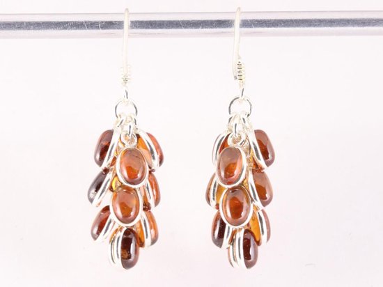 Trosvormige zilveren oorbellen met hessoniet afbeelding 3