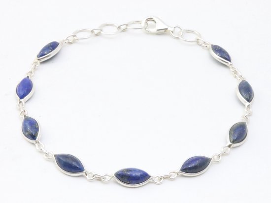 Fijne zilveren armband met lapis lazuli afbeelding 1