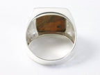 Hoogglans zilveren zegelring met tijgeroog afbeelding 3