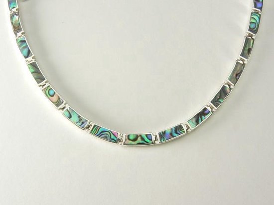 Zilveren collier met abalone schelp afbeelding 1