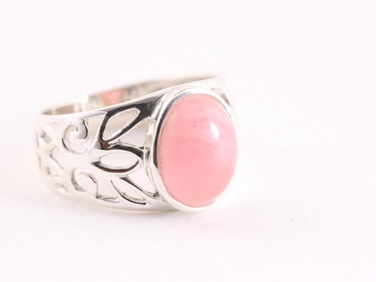 Opengewerkte zilveren ring met rhodochrosiet afbeelding 1