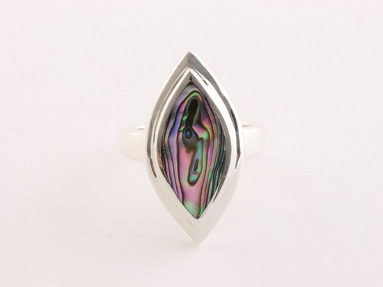 Hoogglans zilveren ring met abalone schelp afbeelding 4