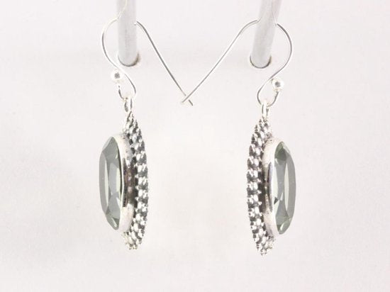 Bewerkte zilveren oorbellen met rozenkwarts afbeelding 2