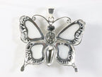Grote zilveren vlinder hanger met parelmoer afbeelding 3