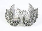 Zilveren zwanen broche met marcasiet afbeelding 1