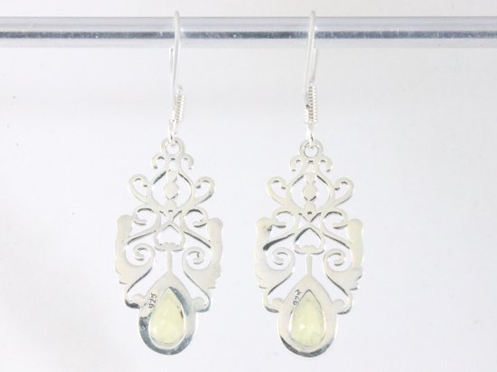 Opengewerkte zilveren oorbellen met citrien afbeelding 3