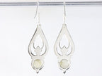 Lange opengewerkte zilveren oorbellen met gouden rutielkwarts afbeelding 2