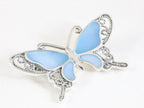Zilveren vlinder broche met blauwe schelp afbeelding 2