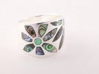 Zware zilveren ring met abalone schelp afbeelding 1