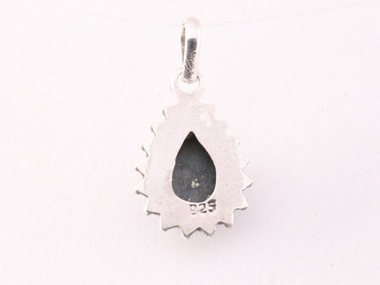 Fijne bewerkte druppelvormige zilveren hanger met lapis lazuli afbeelding 3
