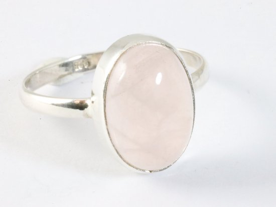 Ovale zilveren ring met rozenkwarts afbeelding 1