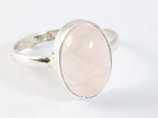 Ovale zilveren ring met rozenkwarts afbeelding 1